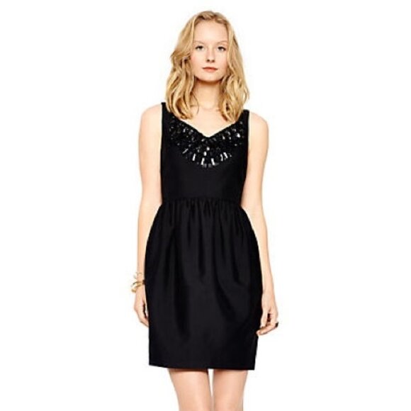 Kate Spade Black Cupcake Dress Embellished Neckline - Picture 1 of 16